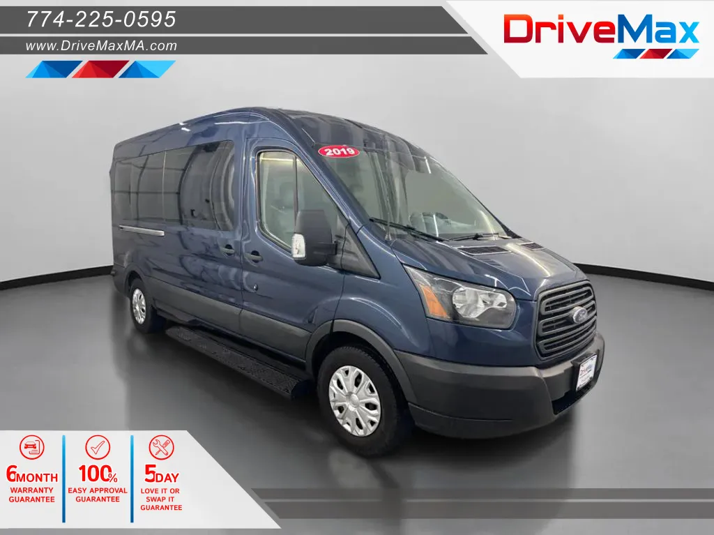 Blue 2019 Ford Transit 350 Wagon XL w/Medium Roof w/Sliding Side Door Van 3D for sale in West Bridgewater, MA