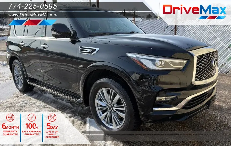Black 2019 INFINITI QX80 LUXE Sport Utility 4D for sale in West Bridgewater, MA