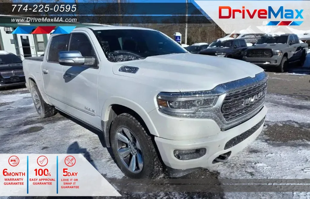 White 2019 Ram 1500 Crew Cab Limited Pickup 4D 5 1/2 ft for sale in West Bridgewater, MA