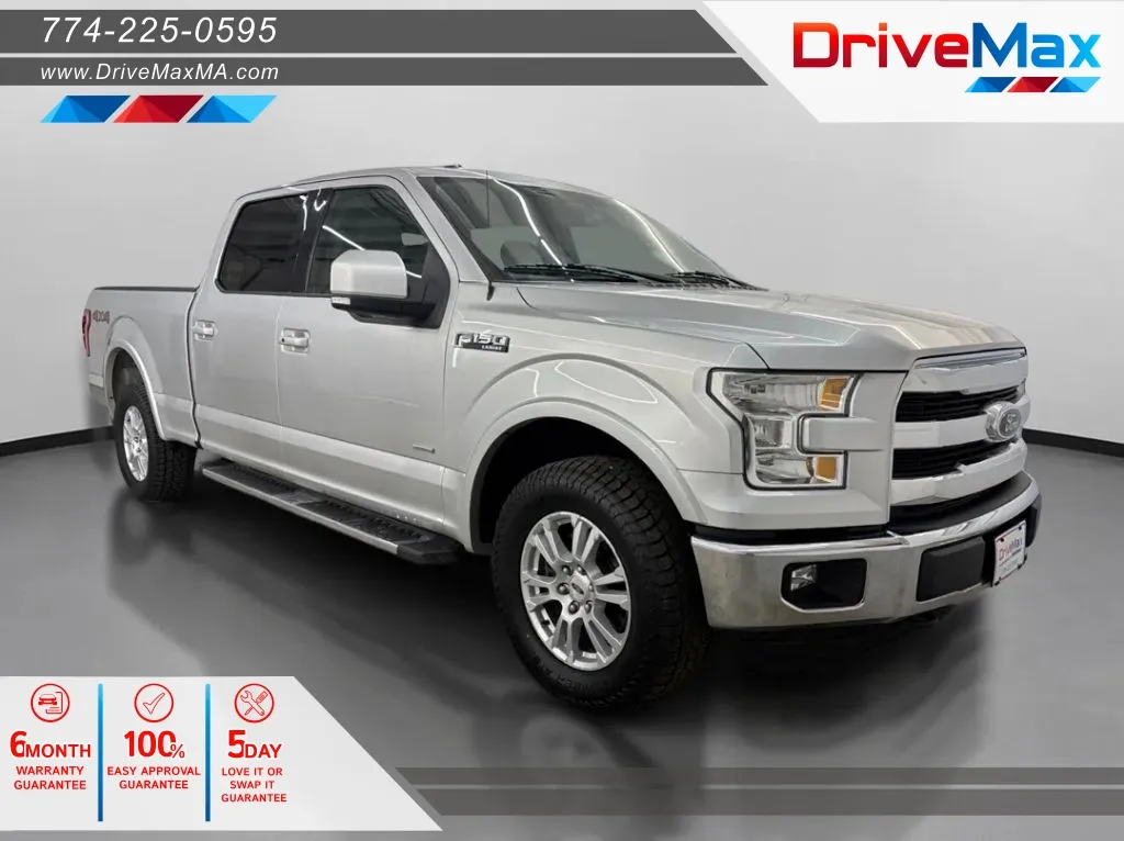 Silver 2015 Ford F-150 SuperCrew Cab Lariat Pickup 4D 6 1/2 ft for sale in West Bridgewater, MA
