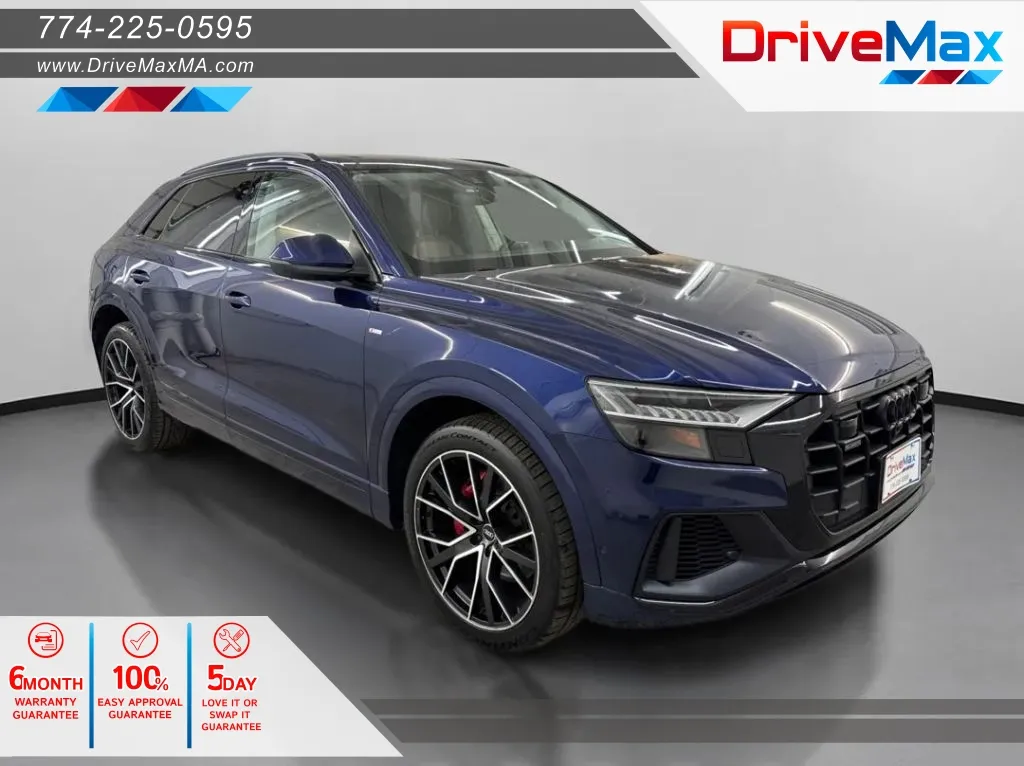 Blue 2021 Audi Q8 55 TFSI Premium Plus Sport Utility 4D for sale in West Bridgewater, MA