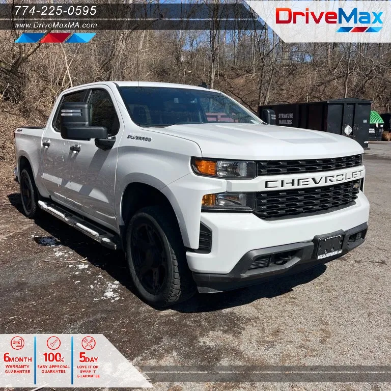 White 2021 Chevrolet Silverado 1500 Crew Cab Custom Pickup 4D 5 3/4 ft for sale in West Bridgewater, MA
