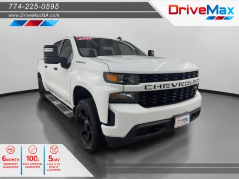White 2021 Chevrolet Silverado 1500 Crew Cab Custom Pickup 4D 5 3/4 ft for sale in West Bridgewater, MA