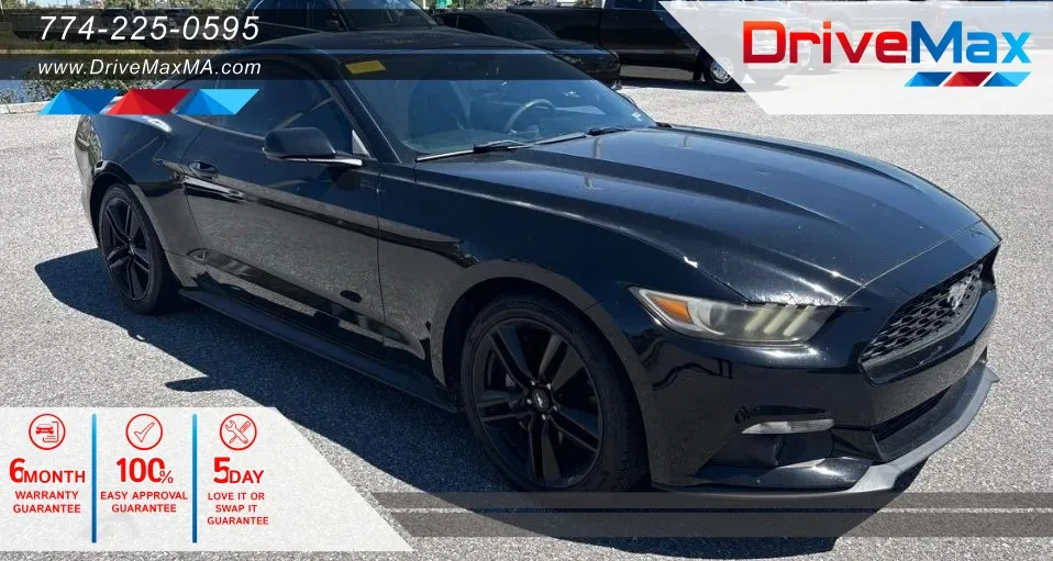 Black 2015 Ford Mustang EcoBoost Coupe 2D for sale in West Bridgewater, MA