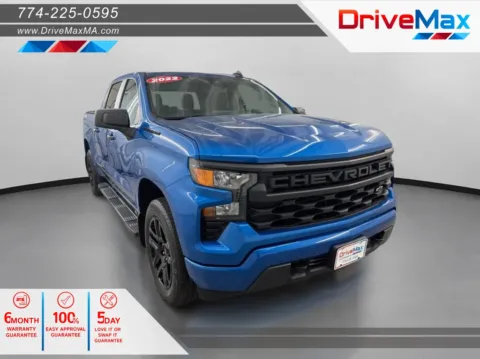 Blue 2022 Chevrolet Silverado 1500 Crew Cab Custom Pickup 4D 5 3/4 ft for sale in West Bridgewater, MA