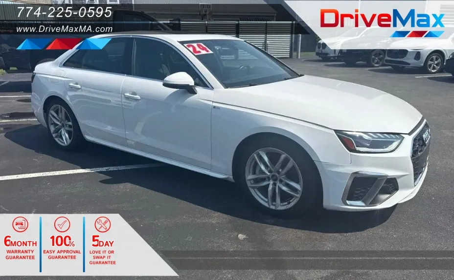 White 2024 Audi A4 S line 45 TFSI Premium Plus Sedan 4D for sale in West Bridgewater, MA