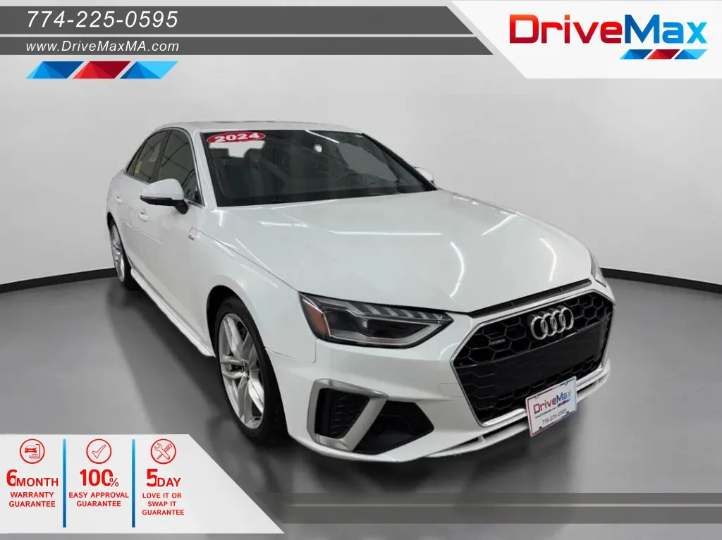 White 2024 Audi A4 S line 45 TFSI Premium Plus Sedan 4D for sale in West Bridgewater, MA