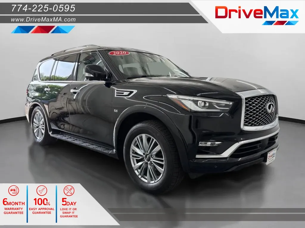 Black 2020 INFINITI QX80 LUXE Sport Utility 4D for sale in West Bridgewater, MA