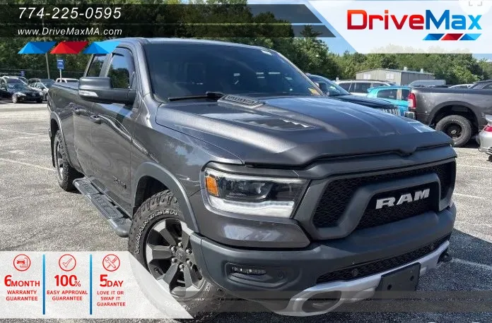 Gray 2019 Ram 1500 Quad Cab Rebel Pickup 4D 6 1/3 ft for sale in West Bridgewater, MA