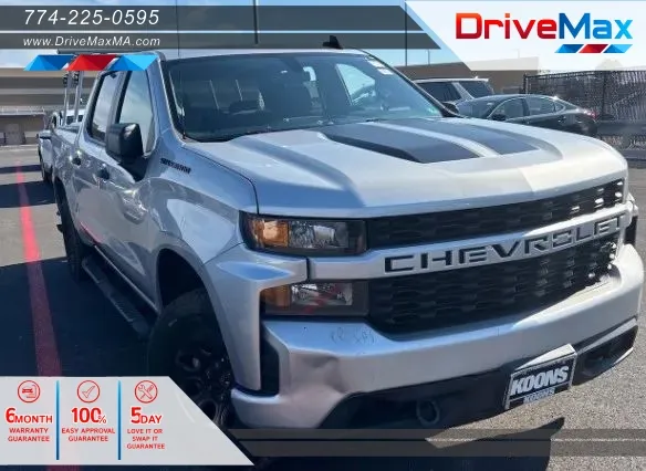 Silver 2021 Chevrolet Silverado 1500 Crew Cab Custom Pickup 4D 5 3/4 ft for sale in West Bridgewater, MA