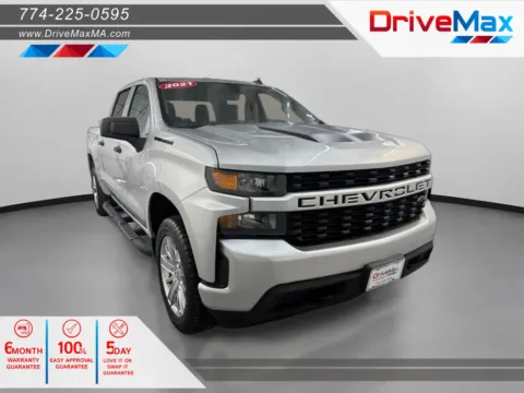Silver 2021 Chevrolet Silverado 1500 Crew Cab Custom Pickup 4D 5 3/4 ft for sale in West Bridgewater, MA