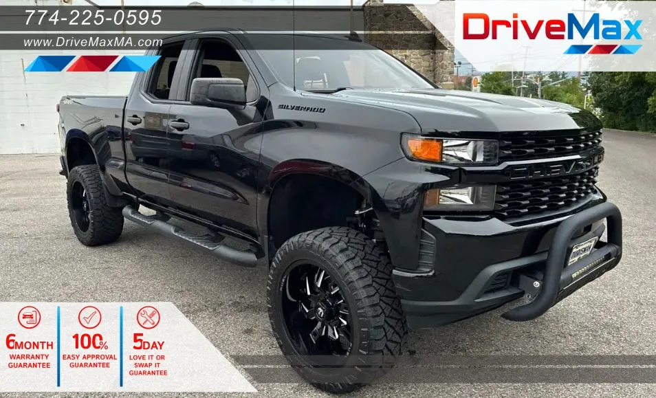 Black 2020 Chevrolet Silverado 1500 Double Cab Custom Pickup 4D 6 1/2 ft for sale in West Bridgewater, MA