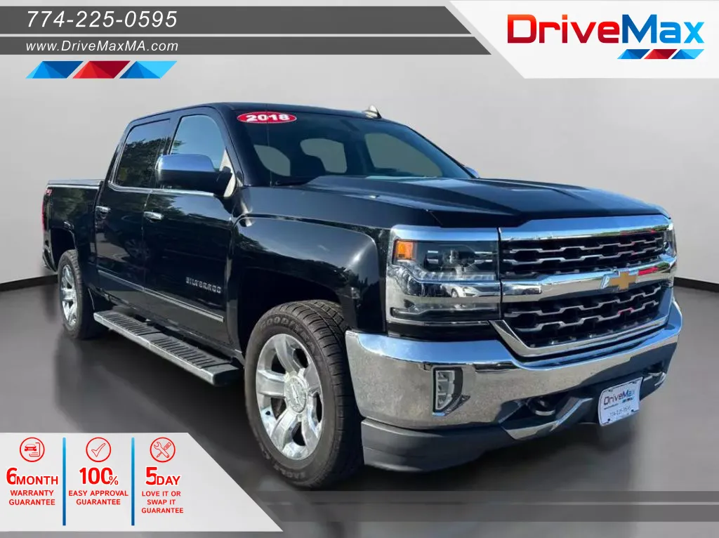 Black 2018 Chevrolet Silverado 1500 Crew Cab LTZ Pickup 4D 5 3/4 ft for sale in West Bridgewater, MA