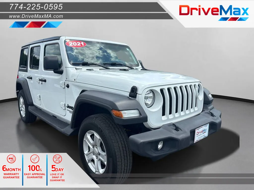 White 2021 Jeep Wrangler Unlimited Sport S Sport Utility 4D for sale in West Bridgewater, MA