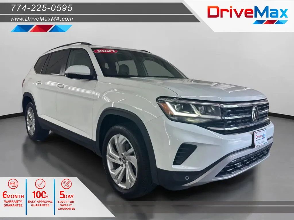 White 2021 Volkswagen Atlas SE 4Motion w/Tech Pkg (2021.5) Sport Utility 4D for sale in West Bridgewater, MA