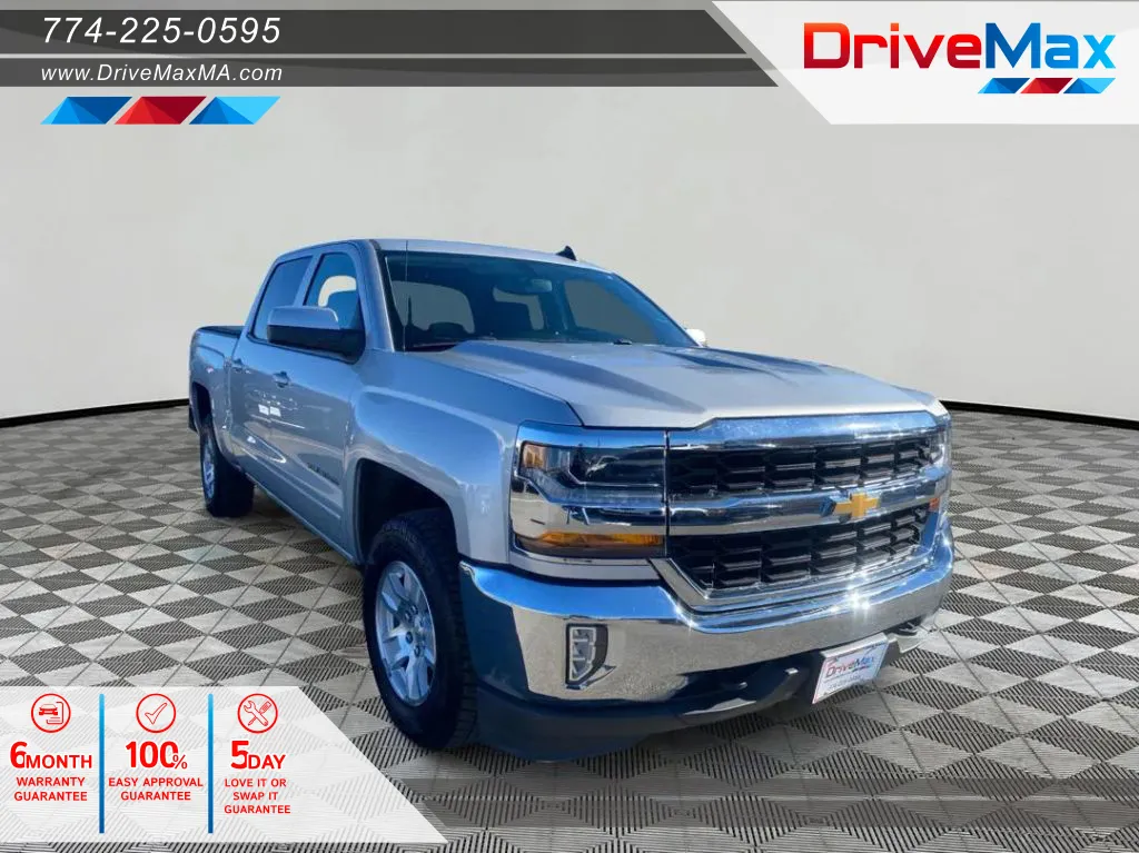 Silver 2018 Chevrolet Silverado 1500 Crew Cab LT Pickup 4D 5 3/4 ft for sale in West Bridgewater, MA