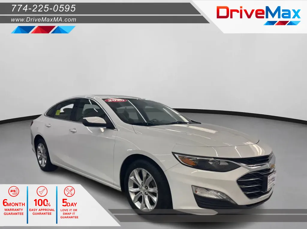 White 2020 Chevrolet Malibu LT Sedan 4D for sale in West Bridgewater, MA