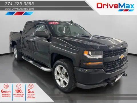 Black 2018 Chevrolet Silverado 1500 Crew Cab Custom Pickup 4D 5 3/4 ft for sale in West Bridgewater, MA