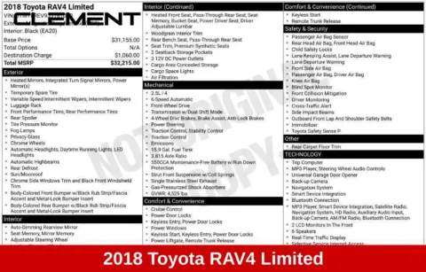 More photos of 2018 Toyota RAV4 Limited at Clement Supercenter Ohio, OH