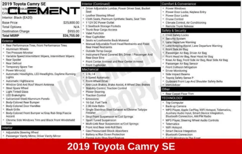 More photos of 2019 Toyota Camry SE at Clement Supercenter Ohio, OH