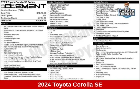 More photos of 2024 Toyota Corolla SE at Clement Supercenter Ohio, OH