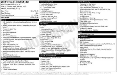 Photos of 2024 Toyota Corolla SE for sale in Mansfield, OH at Clement Supercenter Ohio