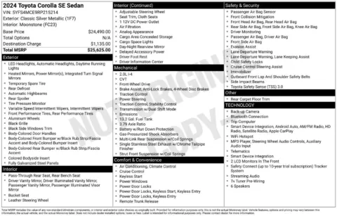 Photos of 2024 Toyota Corolla SE for sale in Mansfield, OH at Clement Supercenter Ohio