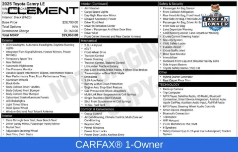 Another view of 2025 Toyota Camry LE for sale in Mansfield, OH at Clement Supercenter Ohio