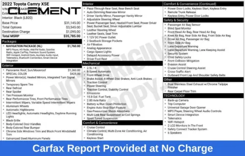 Another view of 2022 Toyota Camry XSE for sale in Mansfield, OH at Clement Supercenter Ohio