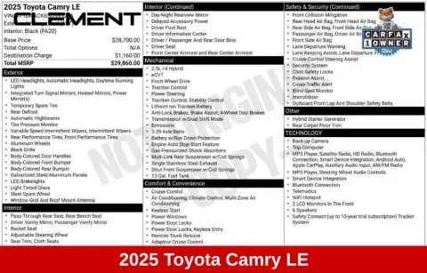 More photos of 2025 Toyota Camry LE at Clement Supercenter Ohio, OH