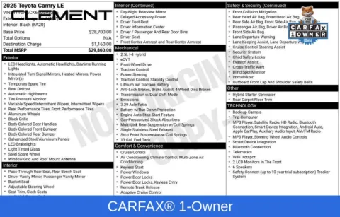 Another view of 2025 Toyota Camry LE for sale in Mansfield, OH at Clement Supercenter Ohio