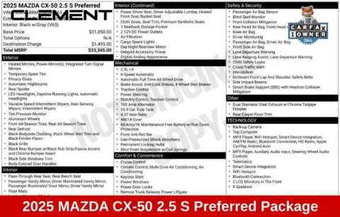 More photos of 2025 Mazda CX-50 2.5 S Preferred Package at Clement Supercenter Ohio, OH