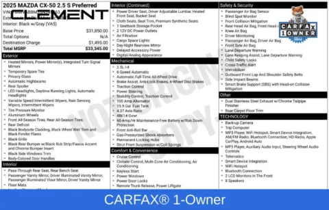 Another view of 2025 Mazda CX-50 2.5 S Preferred Package for sale in Mansfield, OH at Clement Supercenter Ohio