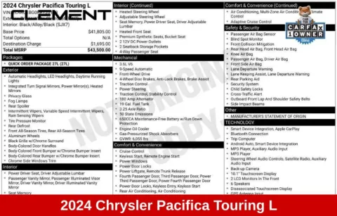 More photos of 2024 Chrysler Pacifica Touring L at Clement Supercenter Ohio, OH