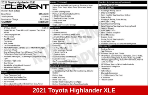 More photos of 2021 Toyota Highlander XLE at Clement Supercenter Ohio, OH