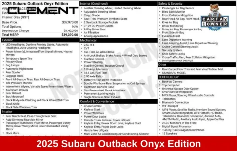 More photos of 2025 Subaru Outback Onyx Edition at Clement Supercenter Ohio, OH