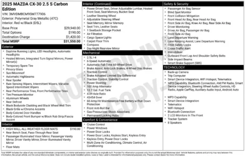 Photos of 2025 Mazda CX-30 2.5 S Carbon Edition for sale in Mansfield, OH at Clement Supercenter Ohio