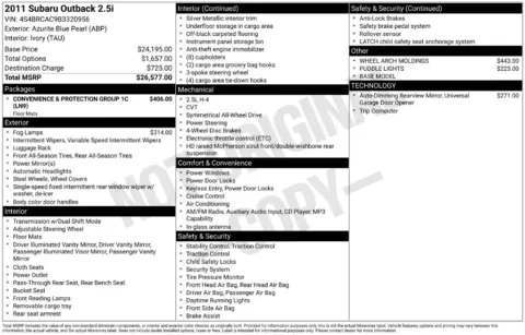 Photos of 2011 Subaru Outback 2.5i for sale in Mansfield, OH at Clement Supercenter Ohio