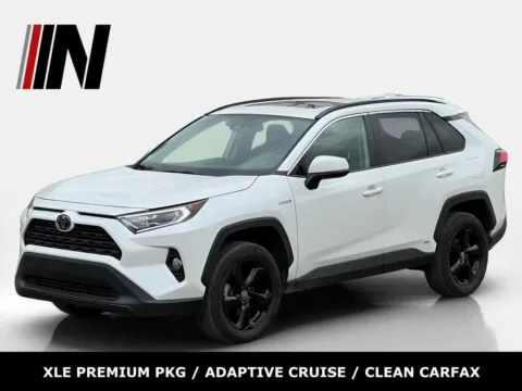 White 2021 Toyota RAV4 Hybrid XLE Premium for sale in Noblesville, IN