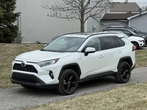 White 2021 Toyota RAV4 Hybrid XLE Premium for sale in Noblesville, IN