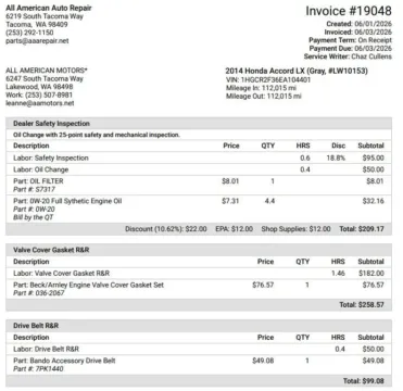 Another view of 2014 Honda Accord LX Sedan 4D for sale in Tacoma, WA at All American Motors