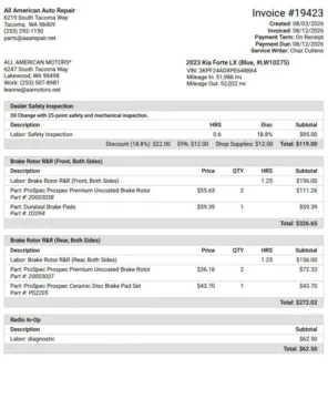 Another view of 2023 Kia Forte LXS Sedan 4D for sale in Tacoma, WA at All American Motors