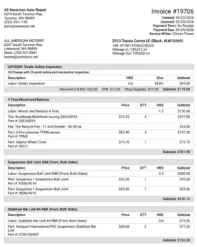 Another view of 2013 Toyota Camry LE Sedan 4D for sale in Tacoma, WA at All American Motors