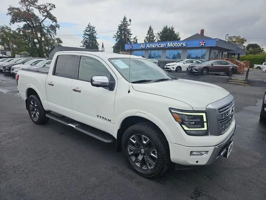 White 2021 Nissan Titan Crew Cab Platinum Reserve Pickup 4D 5 1/2 ft for sale in Tacoma, WA