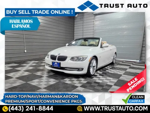 White 2011 BMW 3 Series 335i Hard-Top Convertible Coupe w/Premium/Sport Pkgs for sale in Sykesville, MD
