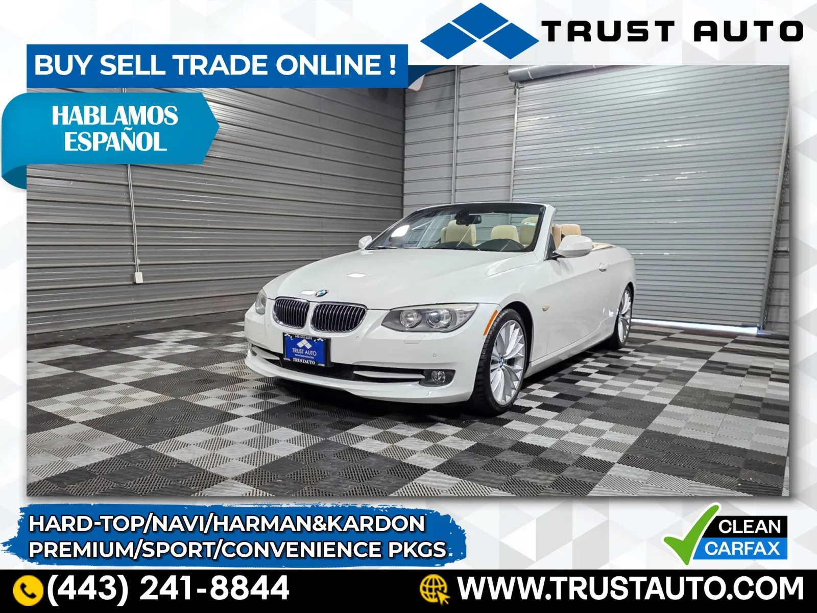 White 2011 BMW 3 Series 335i Hard-Top Convertible Coupe w/Premium/Sport Pkgs for sale in Sykesville, MD