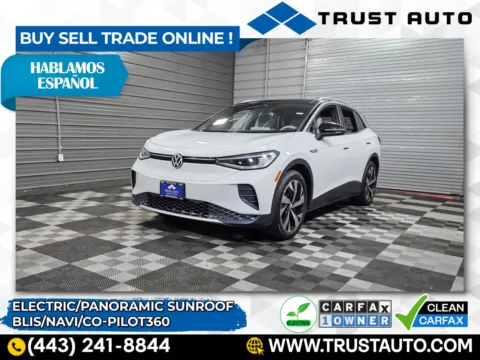 White 2021 Volkswagen ID.4 1st Edition Electric SUV for sale in Sykesville, MD