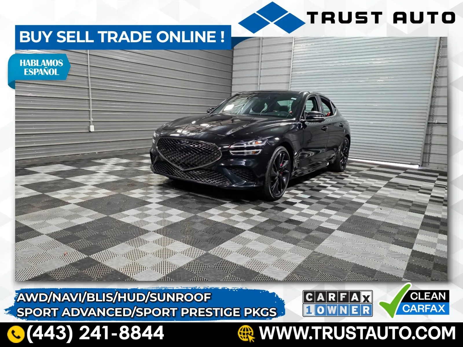 Black 2023 Genesis G70 3.3T AWD Prestige Sport Sedan w/Advanced Pkg for sale in Sykesville, MD