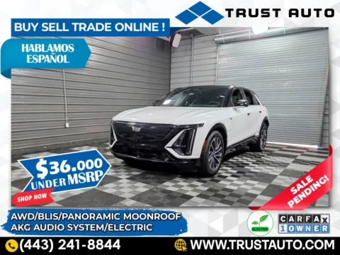 White 2024 Cadillac LYRIQ Sport AWD Electric SUV for sale in Sykesville, MD