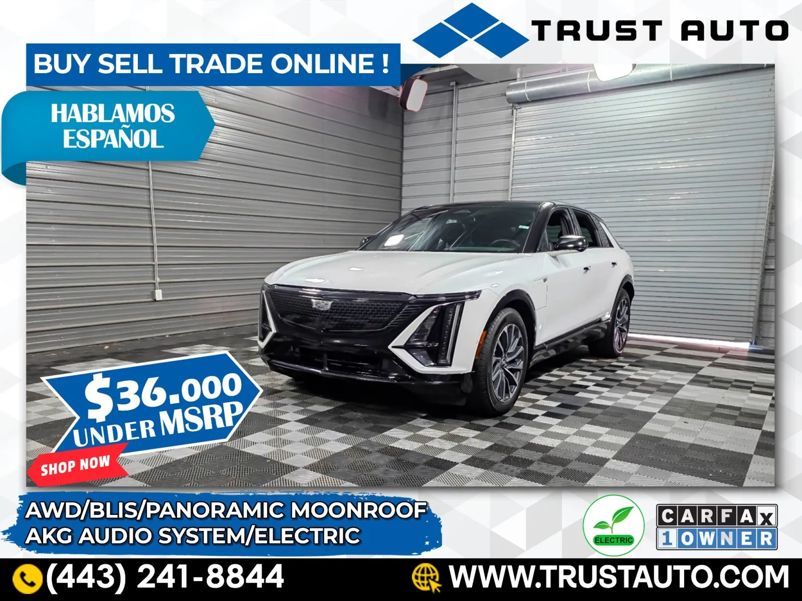 White 2024 Cadillac LYRIQ Sport AWD Electric SUV for sale in Sykesville, MD
